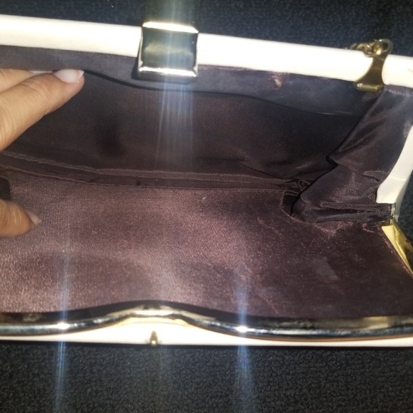 VINTAGE 1960's frame bag clutch Off White purse Ande - Picture 5 of 8